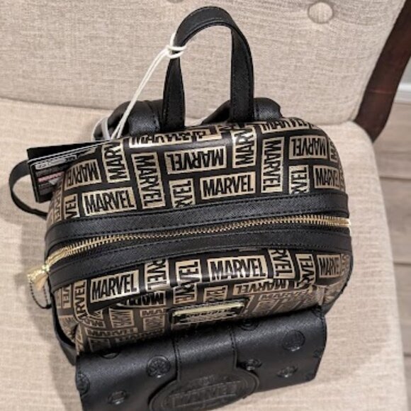 Loungfly Marvel 85th Anniversary All-Over Print Logo Mini Backpack